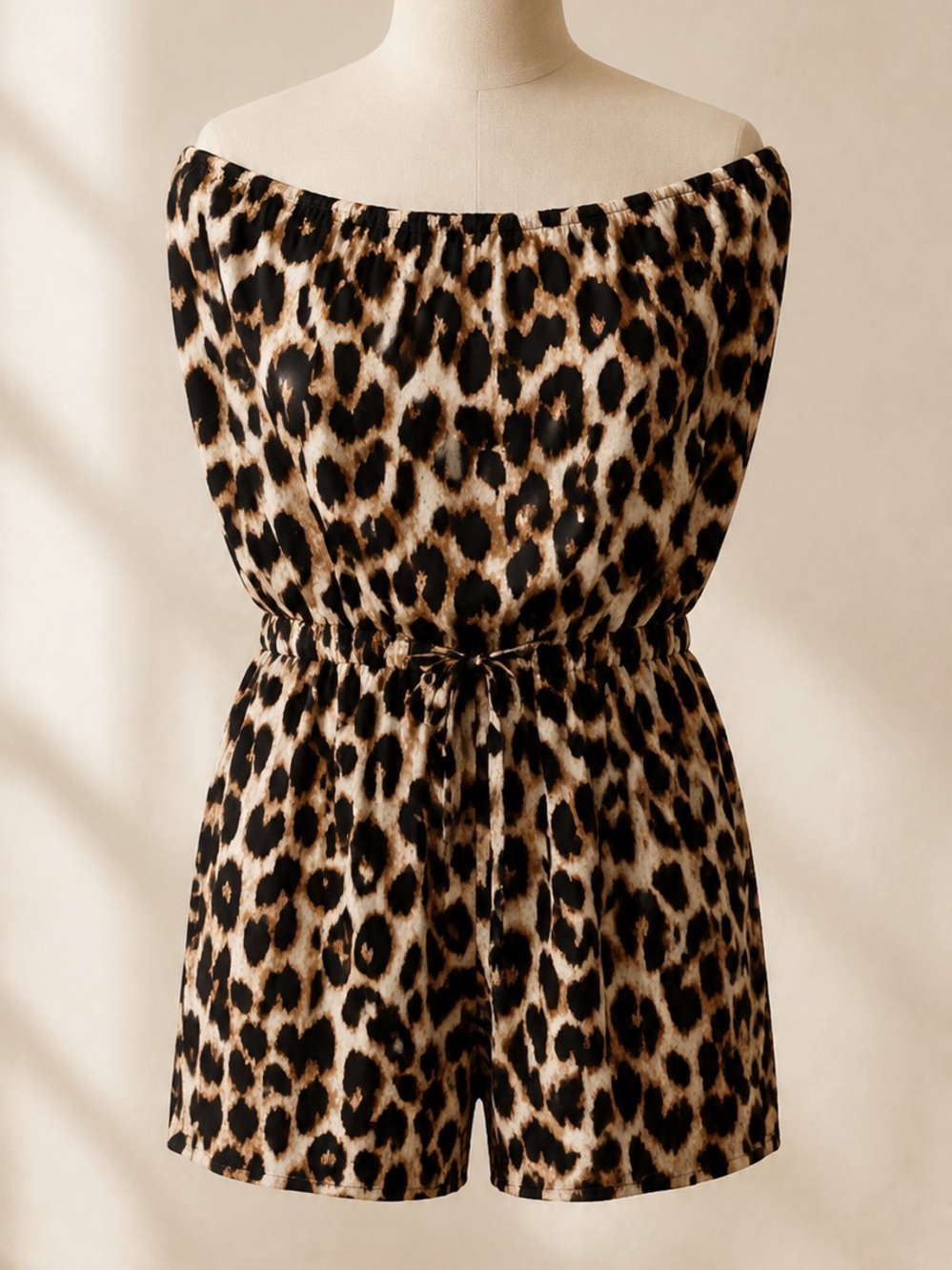 Leopard Print Strapless Romper size L